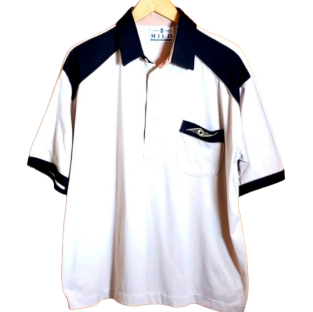 MILO XL OLD SCHOOL BLACK & TAN BREATHABLE POLO